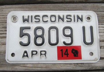Wisconsin Motorcycle License Plate 2014