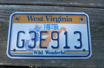 West Virginia Motorcycle License Plate Wild Wonderful Motorcycle Rider 2016