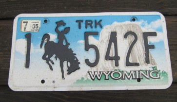 Wyoming Devils Tower Truck License Plate 2005 1542F
