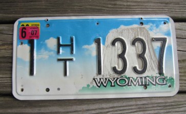Wyoming Devils Tower House Trailer License Plate 2007