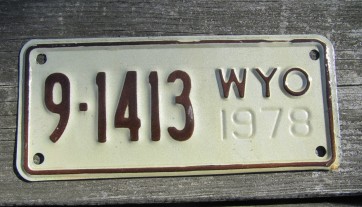 Wyoming Motorcycle License Plate 1978