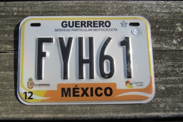 Guerrero Mexico Motorcycle License Plate