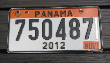 Panama Orange White License Plate 2012