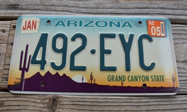 Arizona Sunset Cactus Embossed License Plate Grand Canyon State 2005