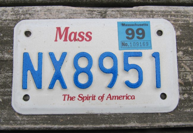 FOR SALE Massachusetts Motorcycle License Plate 1999 MOTORCYCLE License