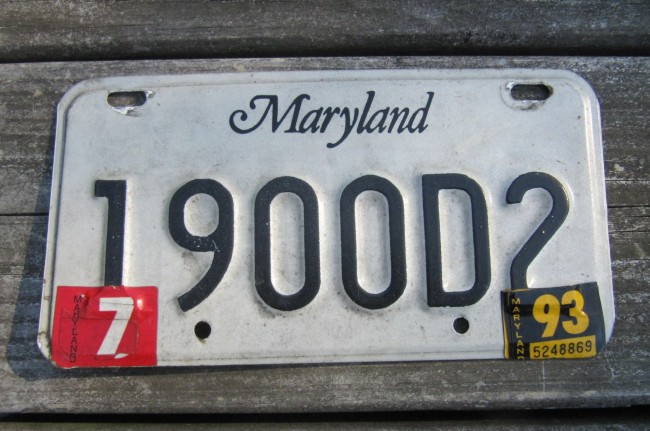 Maryland Motorcycle License Plate 1993 for Sale Shop Vintage Antique