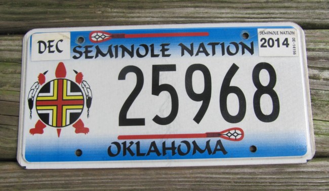 License Plates For SALE Oklahoma Seminole Nation License Plate Tribal