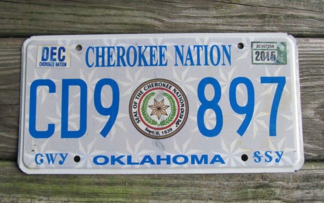 Oklahoma Cherokee Nation License Plate Indian Tribal 2015