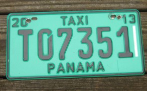 Panama Green Taxi License Plate 2013