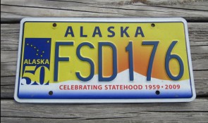 Alaska 50th Anniversary Celibrating State Hood License Plate FSD 176