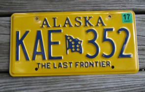 Alaska Yellow Blue Flag License Plate 2017