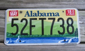 Alabama Green Mountains and River License Plate 2018