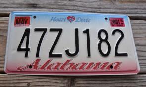 Alabama Heart of Dixie License Plate 2001 47ZJ182