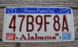 Alabama Stars Fell On License Plate 2007 47B9F8A