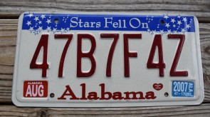 Alabama Stars Fell On License Plate 2007 47B7F4Z