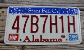 Alabama Stars Fell On License Plate 2007 47B7H1H