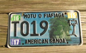 American Samoa Islands Taxi License Plate United States