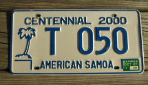 American Samoa Islands Territory  Centennial License Plate United States