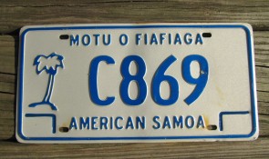 American Samoa Islands Territory License Plate United States