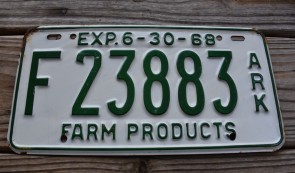 Arkansas Farm Products License Plate 1968