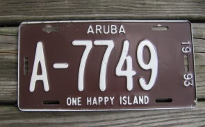 Aruba One Happy Island License Plate 1993