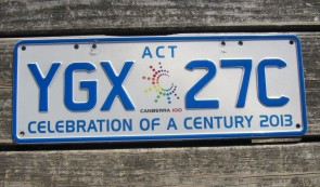 Australia License Plate Canberra Australia Celebration of a Century 2013