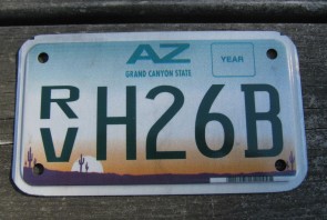 Arizona Recreational Vehicle License Plate Sunset Cactus 2016 Motorcycle Sized
