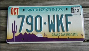 Arizona Sunset Cactus Embossed License Plate Grand Canyon State 2012