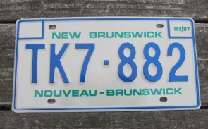 Canada New Brunswick License Plate 1987 Nouveau Brunswick