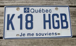 Quebec Canada Je Me Souviens License Plate