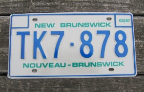 Canada New Brunswick License Plate 1987 Nouveau Brunswick