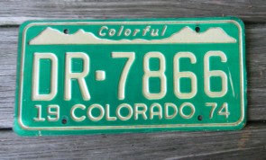 Colorado Colorful Colorado License Plate 1974