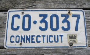 Connecticut White Blue License Plate Constitution State 1978