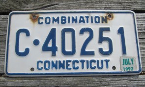 Connecticut Blue Fade License Plate Constitution State 1992 