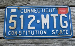 Connecticut Blue White License Plate 2000's