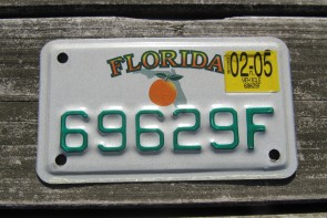 Florida Orange Motorcycle License Plate 2005 