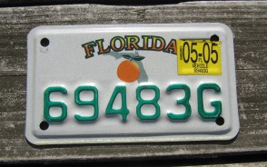 Florida Orange Motorcycle License Plate 2005 