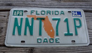 Florida Green Map License Plate 1994