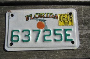 Florida Motorcycle License Plate Big Orange 2005