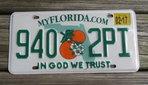 Florida Double Orange My Florida License Plate 2017 Sunshine State In God We Trust