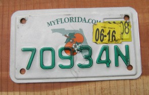 Florida Motorcycle License Plate Double Orange 2016