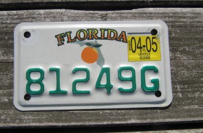 Florida Motorcycle License Plate Big Orange 2005