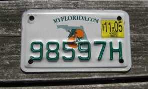 Florida Motorcycle License Plate Double Orange MY Florida 2005 