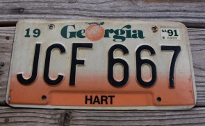 Georgia Peach License Plate 1991