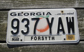 Georgia On My Mind License Plate 2001