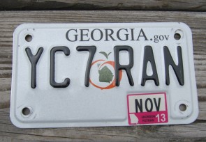 Georgia Motorcycle License Plate Peach State 2013