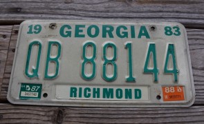 Georgia Green White License Plate 1988