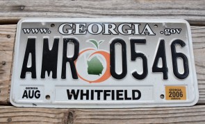 Georgia Grey Fade Peach License Plate 2006