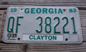Georgia Green White License Plate 1989