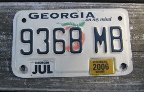 Georgia Motorcycle License Plate On My Mind Peach 2006